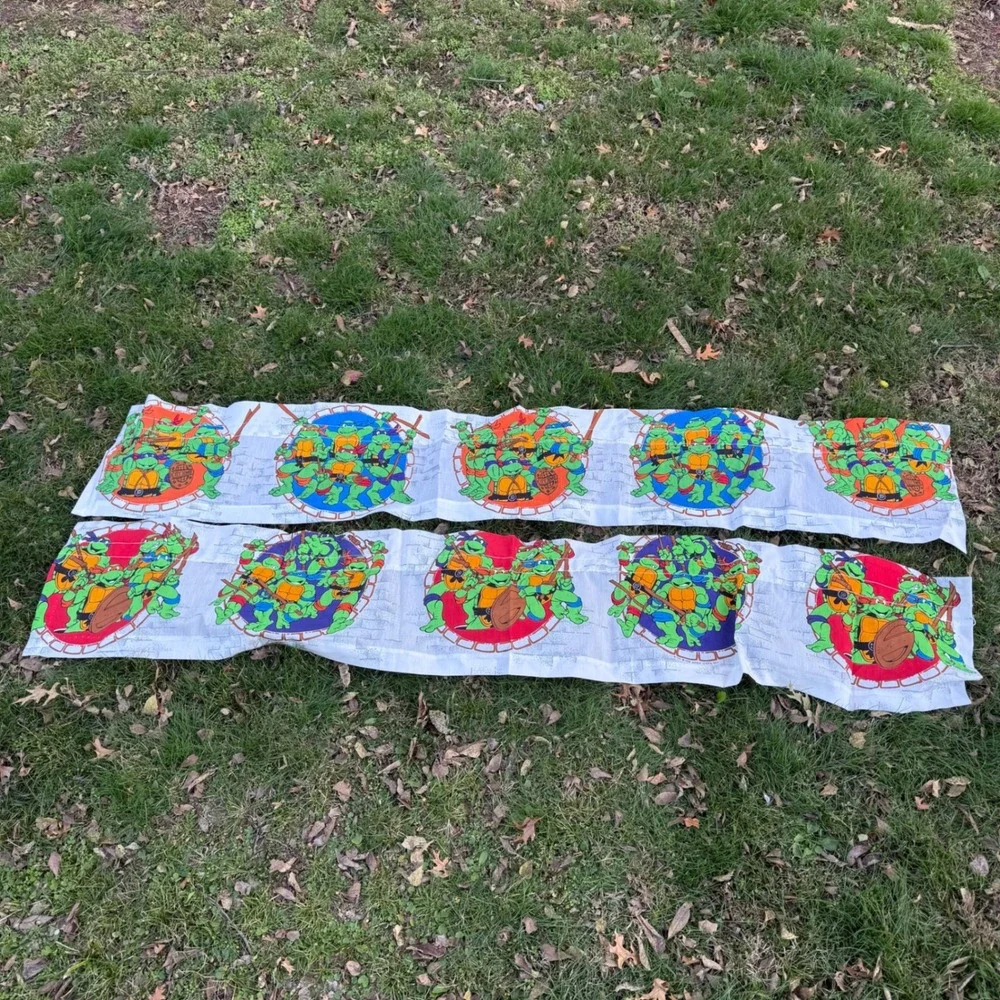 Vtg 90s Teenage Mutant Ninja Turtles Curtains Rod Pocket Panels Set of two 40X14